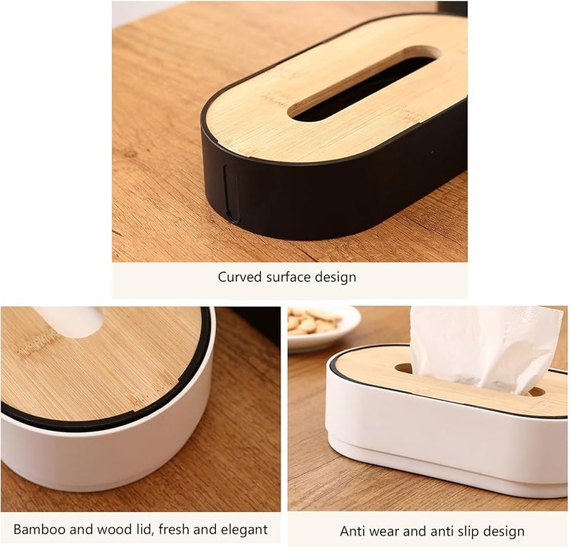 حامل علبة المناديل المصنوع يدويًا من الخيزران الأسود لتزيين المنزل والمكتب - Image 5